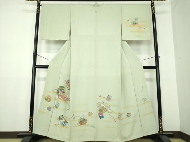 平和屋着物●内山晴祥 手描き 訪問着 源氏物語 貝合わせ花文 金彩 正絹 逸品 未使用 DAAZ0224ps