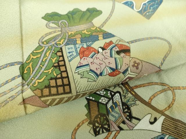 平和屋着物●内山晴祥 手描き 訪問着 源氏物語 貝合わせ花文 金彩 正絹 逸品 未使用 DAAZ0224ps