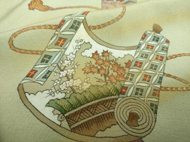 平和屋着物●内山晴祥 手描き 訪問着 源氏物語 貝合わせ花文 金彩 正絹 逸品 未使用 DAAZ0224ps
