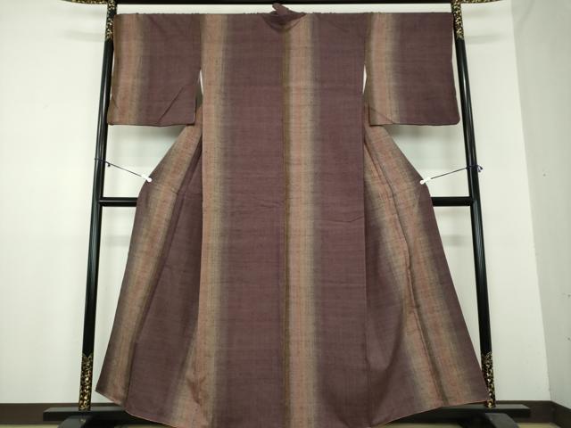 平和屋着物●珈琲染 紬 間道 正絹 逸品 DAAZ0227ps