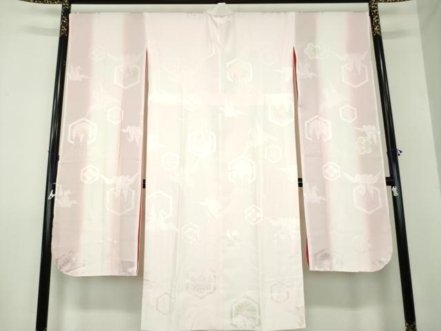 平和屋着物●中国三大刺繍 スワトウ刺繍 汕頭刺繍 長襦袢 袷 亀甲折鶴花地紋 暈し染め 正絹 逸品 DAAZ0235ps