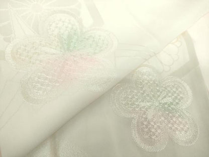 平和屋着物●中国三大刺繍 スワトウ刺繍 汕頭刺繍 長襦袢 袷 亀甲折鶴花地紋 暈し染め 正絹 逸品 DAAZ0235ps