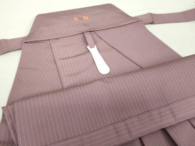 平和屋着物●男性 馬乗袴 縞 金糸 葡萄鼠 正絹 逸品 DAAZ0236ps