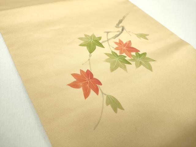 平和屋着物●塩瀬　つけ帯　手描き　楓　正絹　逸品　DAAZ0247ps