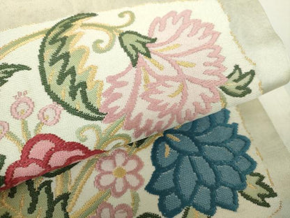 平和屋着物●つけ帯　唐織　更紗花文　金糸　引箔　正絹　逸品　DAAZ0251ps