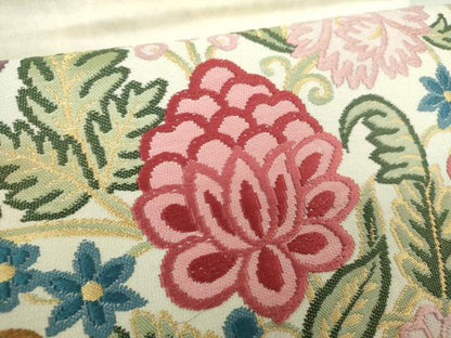 平和屋着物●つけ帯　唐織　更紗花文　金糸　引箔　正絹　逸品　DAAZ0251ps
