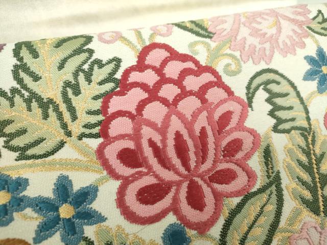 平和屋着物●つけ帯　唐織　更紗花文　金糸　引箔　正絹　逸品　DAAZ0251ps
