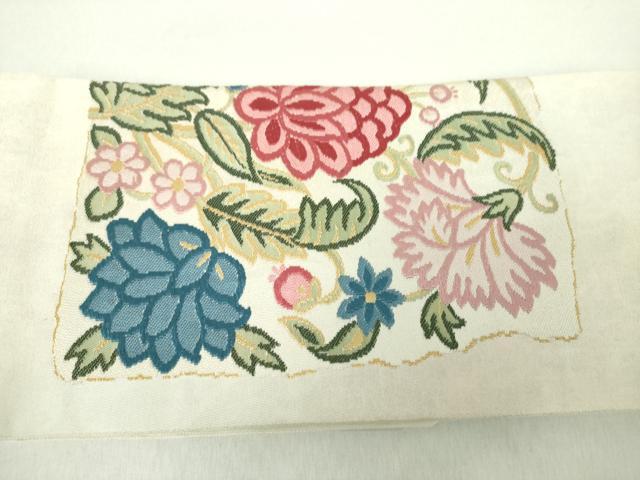 平和屋着物●つけ帯　唐織　更紗花文　金糸　引箔　正絹　逸品　DAAZ0251ps