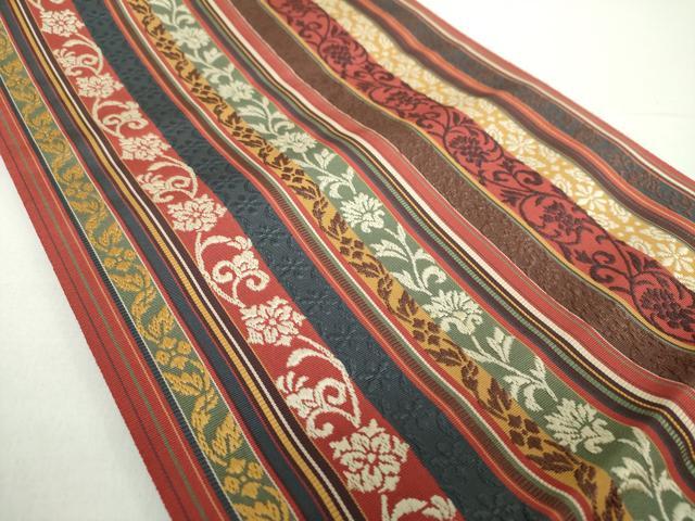 平和屋着物●本場筑前博多織 八寸名古屋帯 花間道 正絹 逸品 未使用 DAAZ0273ps