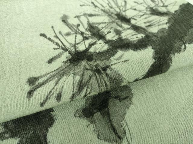 平和屋着物●九寸名古屋帯 紬地 作家物 手描き 松文 正絹 逸品 DAAZ0279ps