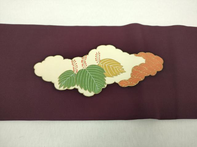 平和屋着物●塩瀬　九寸名古屋帯　鼓桐文　金彩　正絹　逸品　DAAZ0295ps