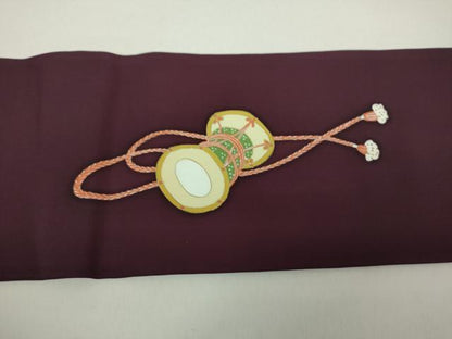 平和屋着物●塩瀬　九寸名古屋帯　鼓桐文　金彩　正絹　逸品　DAAZ0295ps
