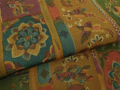 平和屋着物●つけ帯 型染 鳥獣花文 鬼しぼ縮緬 正絹 逸品 未使用 DAAZ0300ps