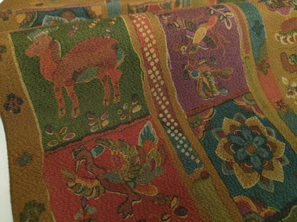 平和屋着物●つけ帯 型染 鳥獣花文 鬼しぼ縮緬 正絹 逸品 未使用 DAAZ0300ps