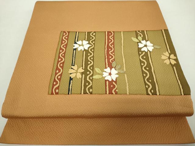 平和屋着物●九寸開き名古屋帯 刺繍 花間道 金糸 正絹 逸品 DAAZ0302ps