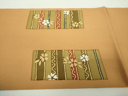 平和屋着物●九寸開き名古屋帯 刺繍 花間道 金糸 正絹 逸品 DAAZ0302ps