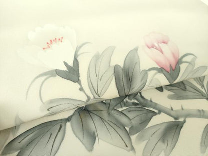 平和屋着物●内山晴祥　手描き　塩瀬　九寸名古屋帯　手描き　牡丹文　金彩　正絹　逸品　DAAZ0309ps