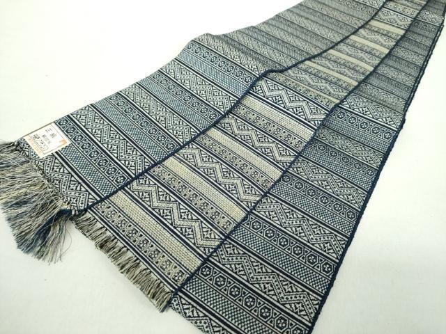 平和屋着物●男性 両面 角帯 横段文 正絹 逸品 DAAZ0331ps
