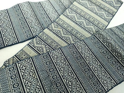 平和屋着物●男性 両面 角帯 横段文 正絹 逸品 DAAZ0331ps
