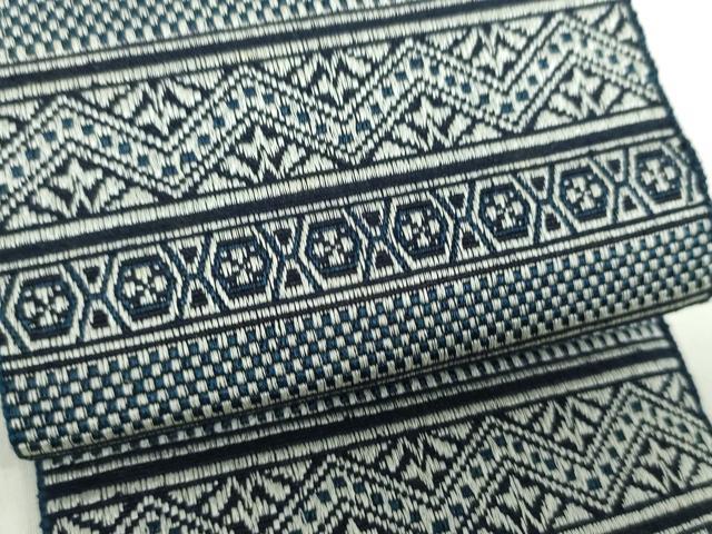 平和屋着物●男性 両面 角帯 横段文 正絹 逸品 DAAZ0331ps