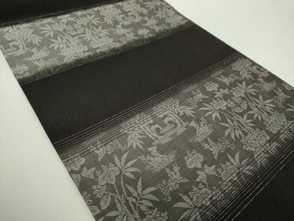 平和屋着物▽両面 全通柄袋帯 スリーシーズン帯 春 夏 秋 花唐草文 正絹 逸品 未使用 DAAZ0337ps