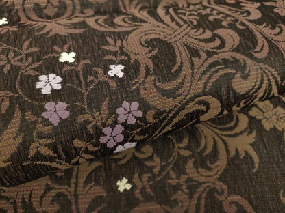 平和屋着物▽両面 全通柄袋帯 スリーシーズン帯 春 夏 秋 花唐草文 正絹 逸品 未使用 DAAZ0337ps