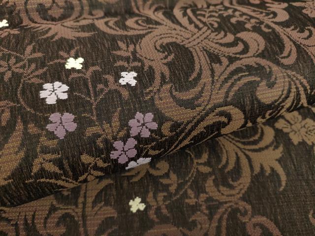 平和屋着物▽両面 全通柄袋帯 スリーシーズン帯 春 夏 秋 花唐草文 正絹 逸品 未使用 DAAZ0337ps