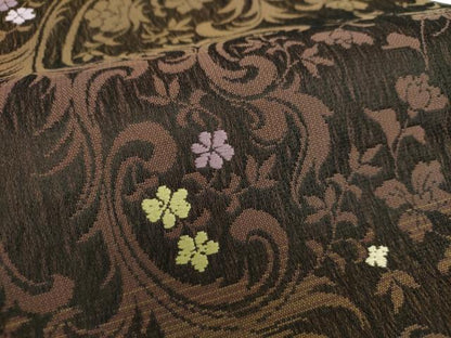 平和屋着物▽両面 全通柄袋帯 スリーシーズン帯 春 夏 秋 花唐草文 正絹 逸品 未使用 DAAZ0337ps