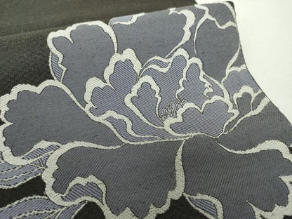 平和屋着物▽太鼓柄袋帯　スリーシーズン帯　春　夏　秋　紬地　牡丹文　正絹　逸品　DAAZ0339ps
