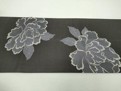 平和屋着物▽太鼓柄袋帯　スリーシーズン帯　春　夏　秋　紬地　牡丹文　正絹　逸品　DAAZ0339ps