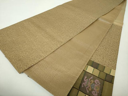 平和屋着物●太鼓柄袋帯 神人文様綴織 金糸 正絹 逸品 DAAZ0353ps