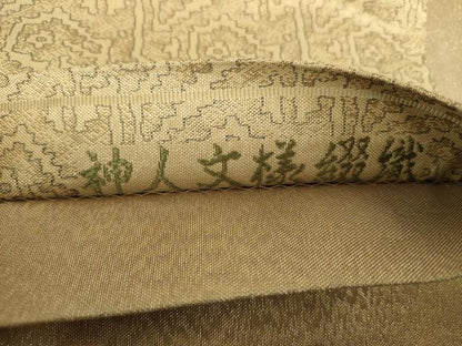 平和屋着物●太鼓柄袋帯 神人文様綴織 金糸 正絹 逸品 DAAZ0353ps