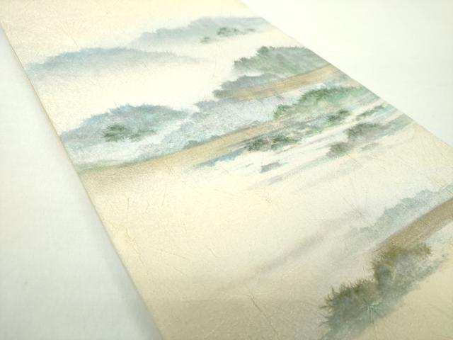 平和屋着物●太鼓柄袋帯　手描き　遠山風景　金彩　正絹　逸品　DAAZ0362ps