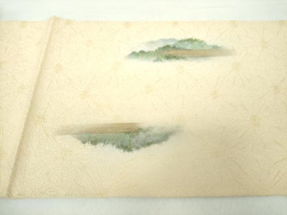 平和屋着物●太鼓柄袋帯　手描き　遠山風景　金彩　正絹　逸品　DAAZ0362ps