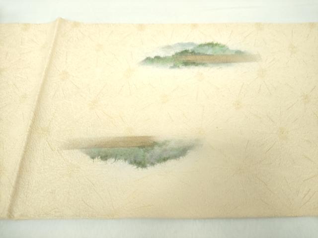 平和屋着物●太鼓柄袋帯　手描き　遠山風景　金彩　正絹　逸品　DAAZ0362ps