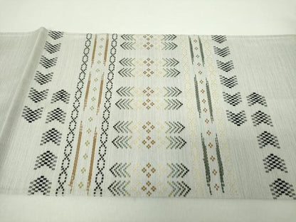 平和屋着物●六通柄袋帯 紬地 花織 正絹 逸品 DAAZ0383ps
