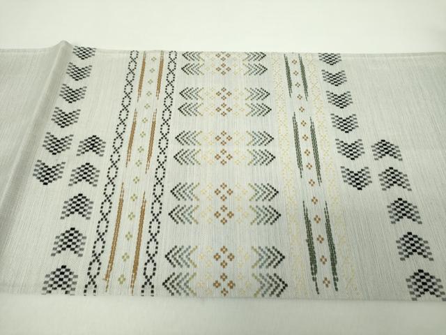 平和屋着物●六通柄袋帯 紬地 花織 正絹 逸品 DAAZ0383ps