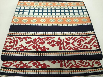 平和屋着物●六通柄　本袋帯　横段花文　金糸　正絹　逸品　DAAZ0386ps