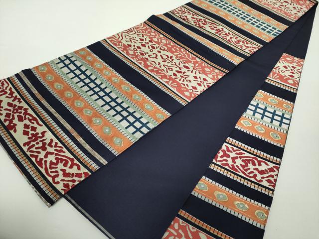 平和屋着物●六通柄　本袋帯　横段花文　金糸　正絹　逸品　DAAZ0386ps