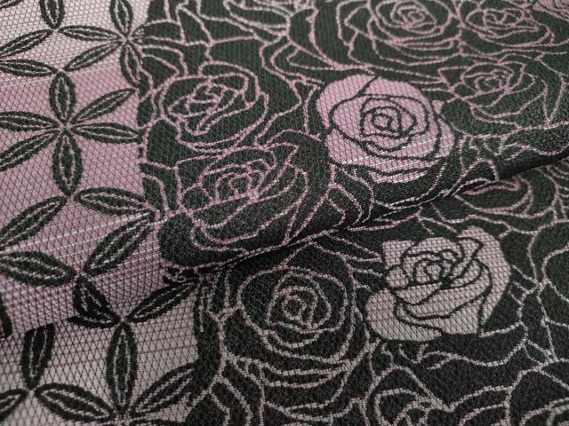 平和屋着物●両面 全通柄袋帯 薔薇 黒地 正絹 逸品 未使用 DAAZ0401ps