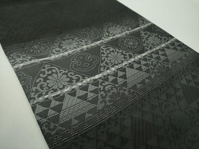 平和屋着物●両面 全通柄袋帯 薔薇 黒地 正絹 逸品 未使用 DAAZ0401ps