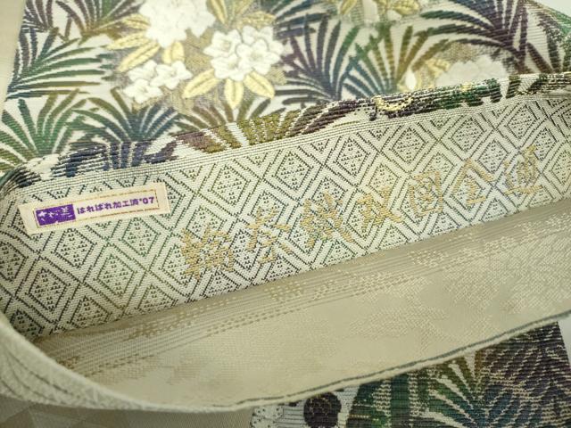 平和屋着物●双方向　両面全通柄袋帯　唐織　輪奈織双図　花丸文　金糸　さが美扱い　正絹　逸品　DAAZ0414ps