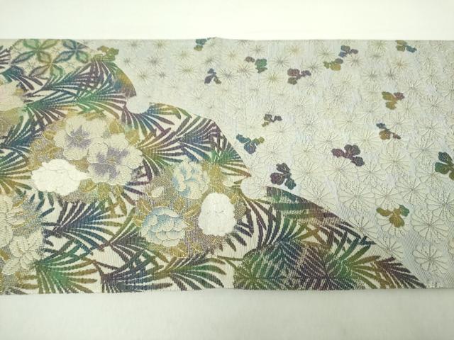平和屋着物●双方向　両面全通柄袋帯　唐織　輪奈織双図　花丸文　金糸　さが美扱い　正絹　逸品　DAAZ0414ps