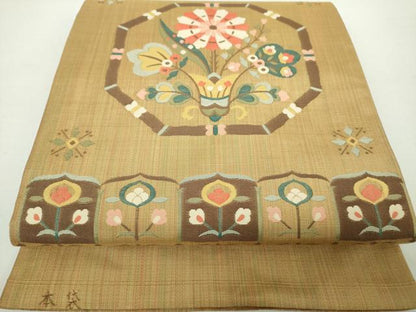 平和屋着物●六通柄 本袋帯 欧風 正絹 逸品 DAAZ0415ps