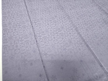 平和屋着物●上質な色無地　作家物　市松宝尽くし地紋　濃鼠色　鈴乃屋扱い　正絹　逸品　DAAZ0491ps