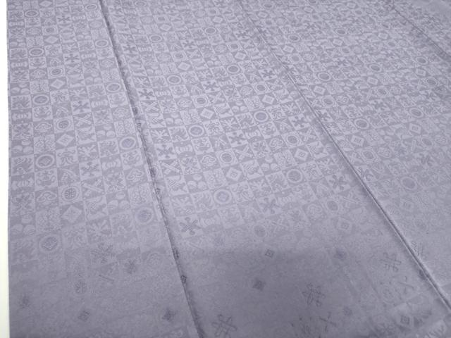 平和屋着物●上質な色無地　作家物　市松宝尽くし地紋　濃鼠色　鈴乃屋扱い　正絹　逸品　DAAZ0491ps