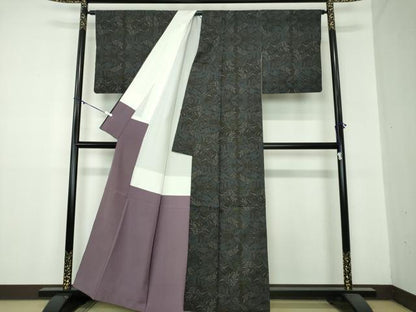 平和屋着物●本場大島紬 7マルキ 草葉文 正絹 逸品 DAAZ0498ps