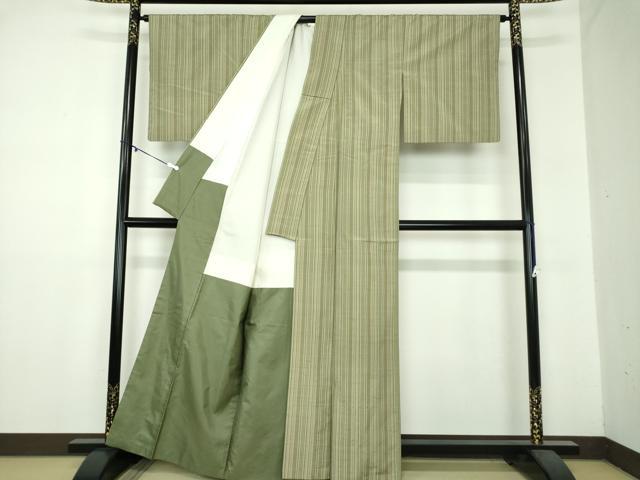 平和屋着物●ぜんまい紬　間道　正絹　逸品　DAAZ0512ps