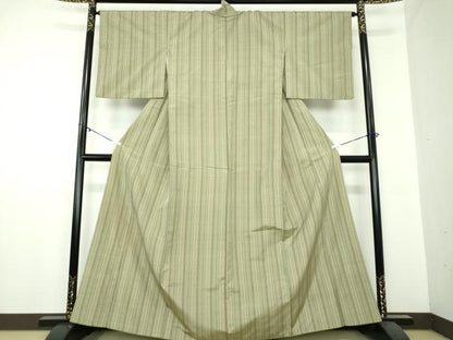 平和屋着物●ぜんまい紬　間道　正絹　逸品　DAAZ0512ps