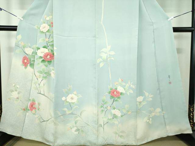 平和屋着物●京友禅の第一人者 松井青々 訪問着 駒刺繍 枝椿 暈し染め 金糸 正絹 逸品 DAAZ0529ps